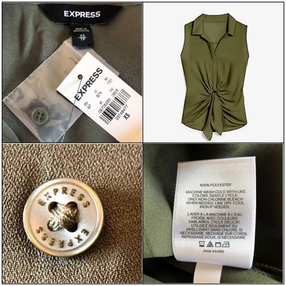 *Set of 2* NWT Tie-Front Sleeveless Express Portofino Shirts XS - Picture 12 of 16